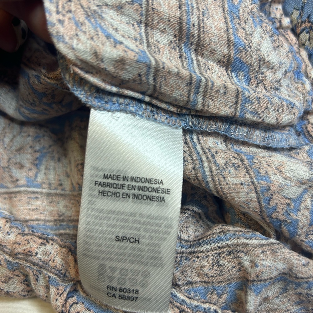 Lucky Brand Blue Floral Boho top. Womens Small - Picture 4 of 5